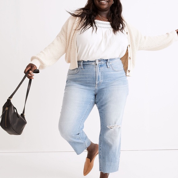 Madewell The Plus Curvy Perfect Vintage Jean in Coney Wash Destroyed Edition 14W - Picture 1 of 6